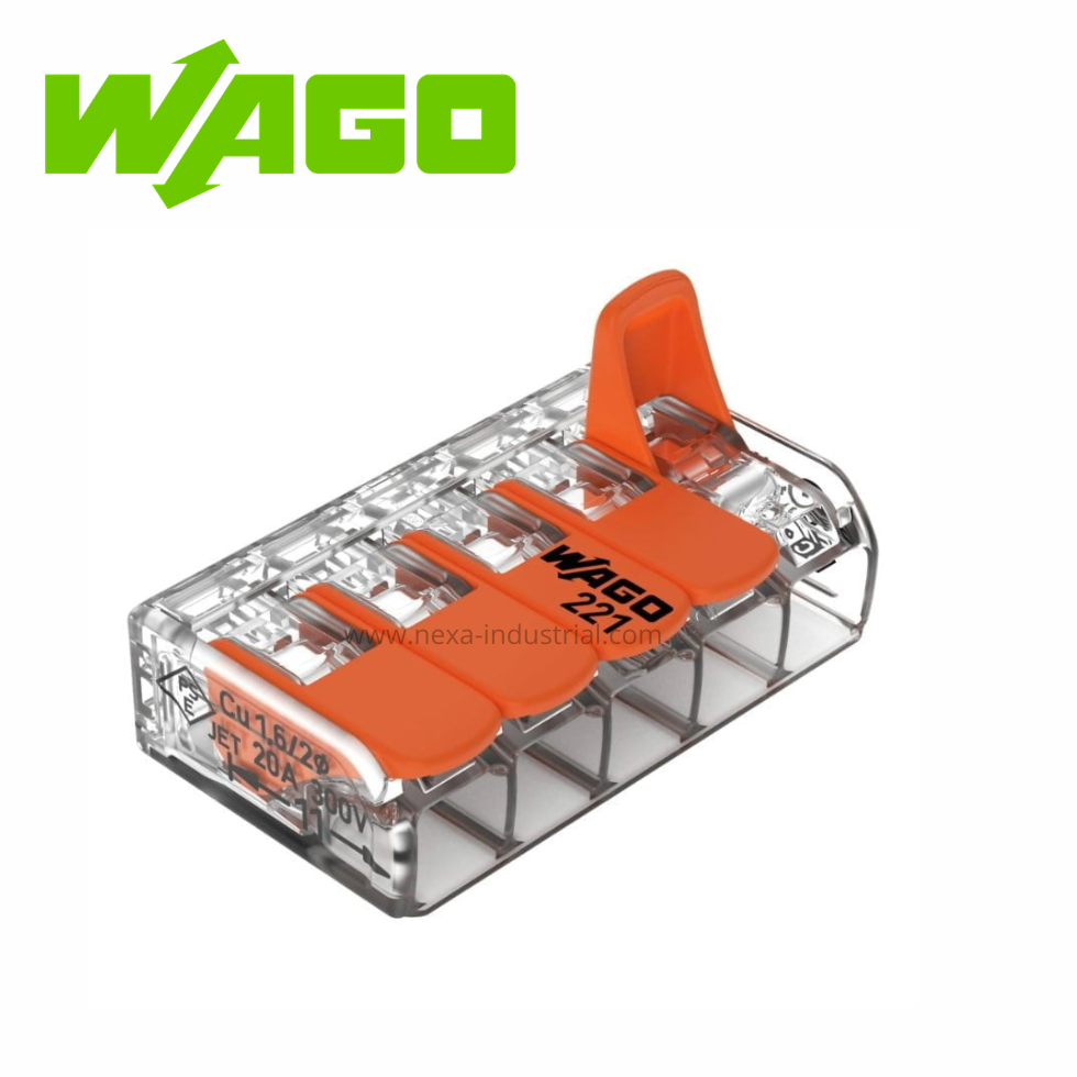 CONECTOR DE EMPALME 5 POLOS C/PALANCA 32A 450V (221-415) – WAGO