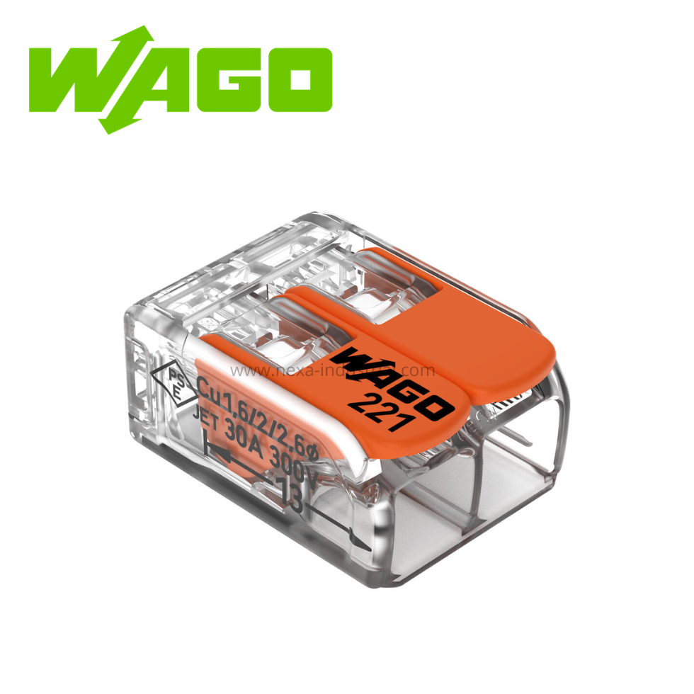 CONECTOR DE EMPALME 2 POLOS C/PALANCA 41A 450V (221-612) WAGO