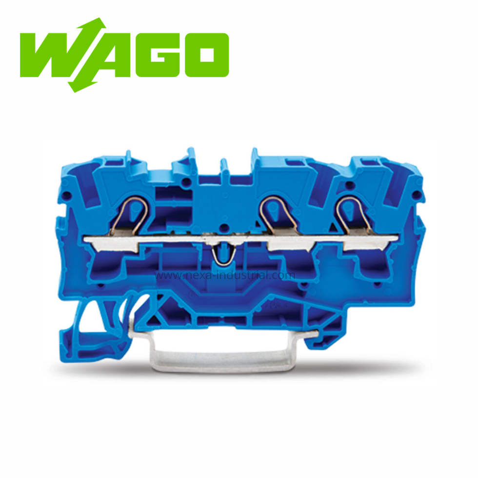BORNA DE PASO AZUL EX I EX E II 3 CONDUCTORES MARCAJE LATERAL/CENTRAL CONEX. VERTICAL - WAGO