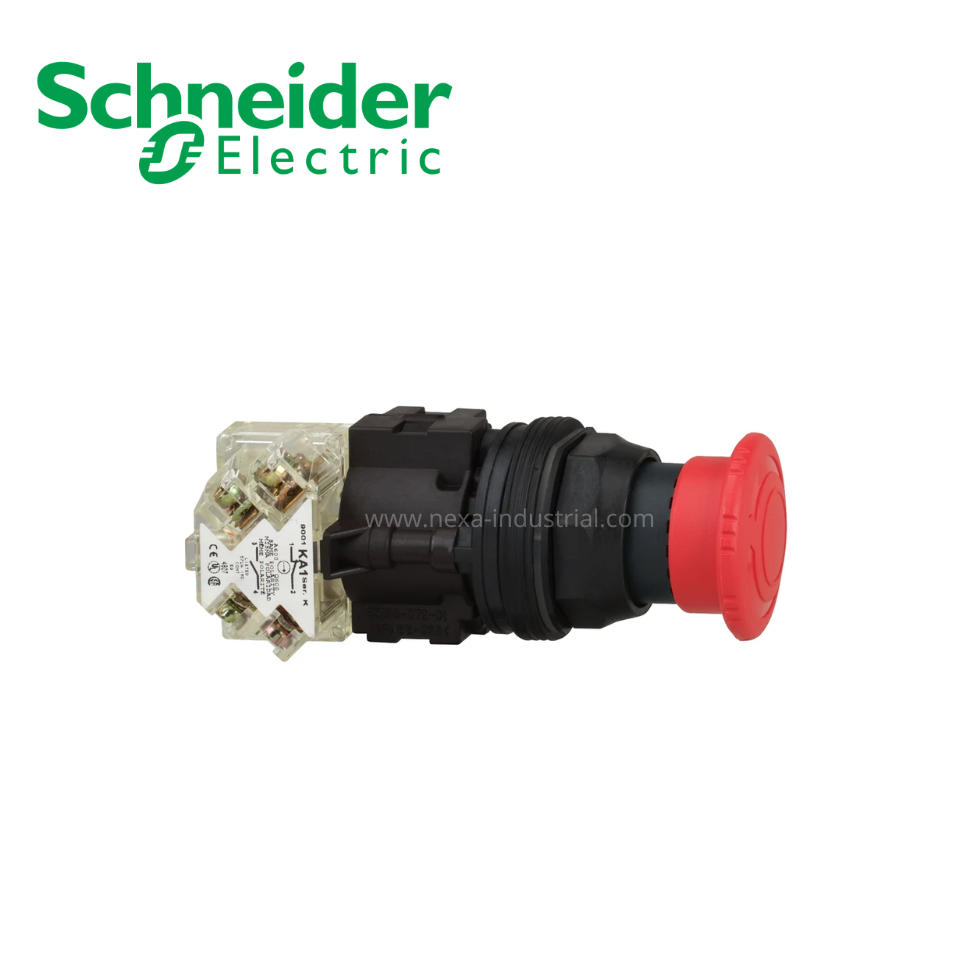 Pulsador de emergencia tipo hongo rojo desenclavamiento p/giro 30mm 1NA+1NC NEMA SCHNEIDER ELECTRIC