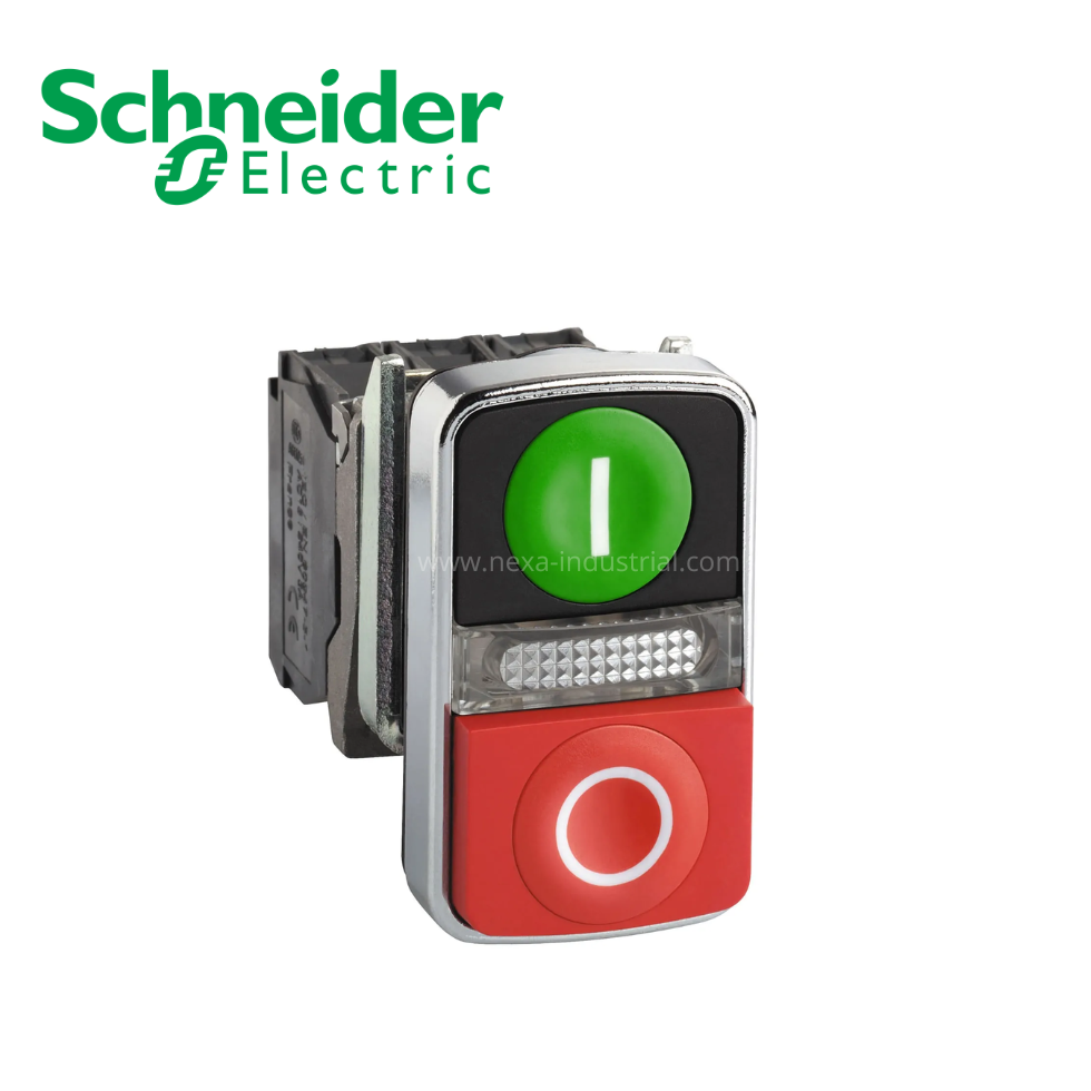 Pulsador doble luminoso c/LED 220VAC con block NA+NC SCHNEIDER ELECTRIC