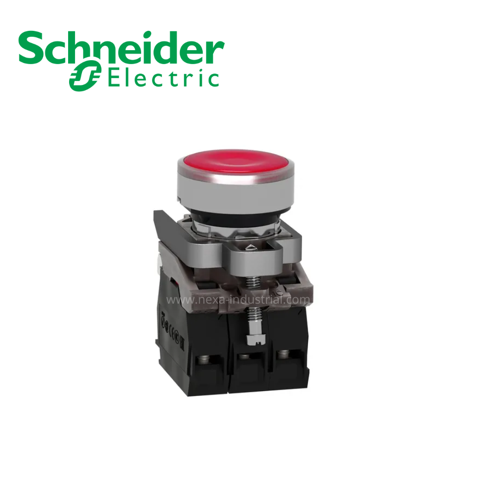 Pulsador luminoso rasante rojo 22mm 220VAC NA+NC SCHNEIDER ELECTRIC