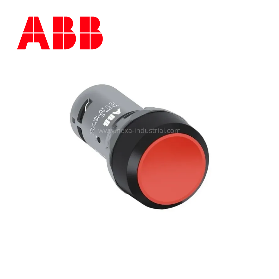 Pulsador no luminoso rasante rojo 22mm 1NC plástico negro integrado ABB