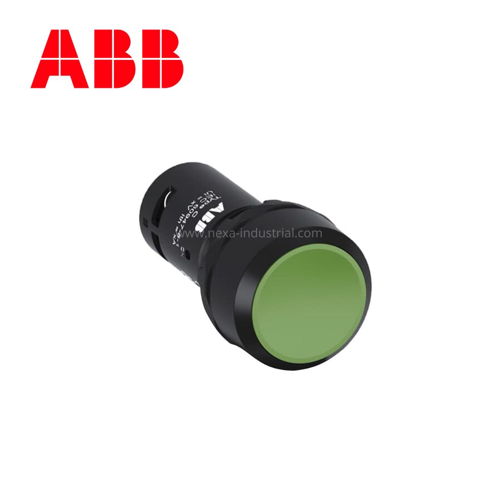 Pulsador no luminoso rasante verde 22mm 1NA plástico negro integrado ABB