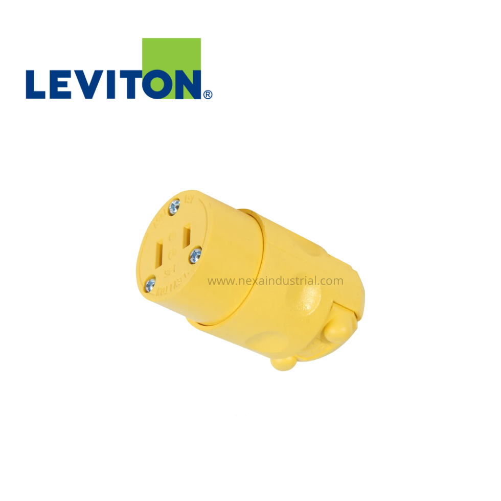 CONECTOR AÉREO PVC AMARILLO 2 PATAS 15A 125V – LEVITON