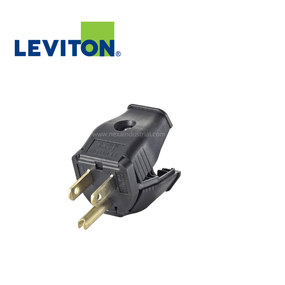 ENCHUFE PVC NEGRO 15A 125V L/T C/BISAGRA - LEVITON