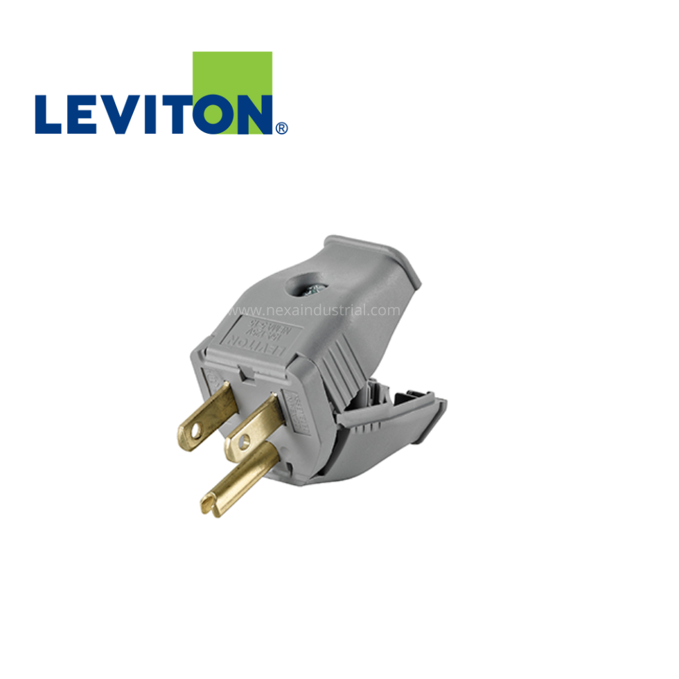 ENCHUFE PVC GRIS 15A 125V L/T C/BISAGRA - LEVITON