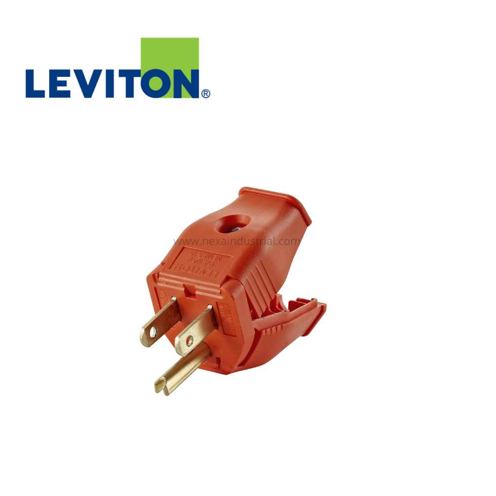 ENCHUFE PVC ANARANJADO 15A 125V L/T C/BISAGRA - LEVITON
