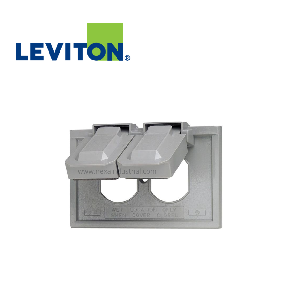 PLACA DOBLE HERMETICA GRIS HORIZONTAL NYLON - LEVITON