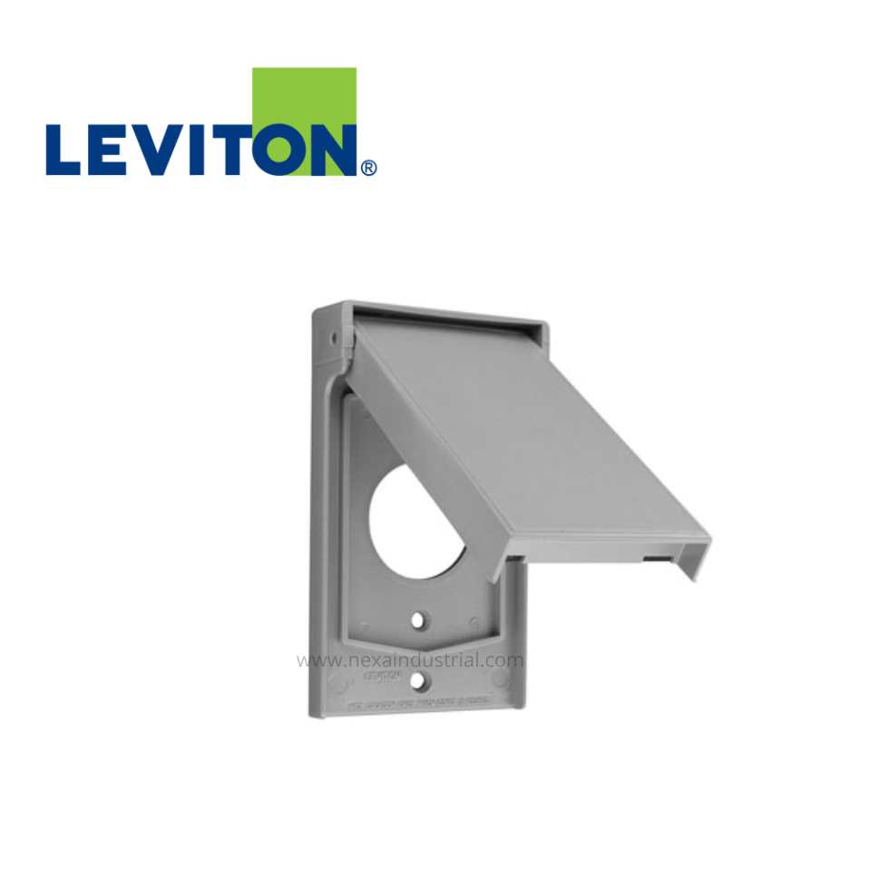 PLACA SIMPLE VERTICAL HERMÉTICA NYLON TERMOPLÁSTICO GRIS – LEVITON