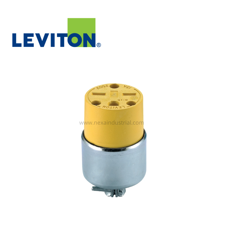 CONECTOR AÉREO PVC AMARILLO BLINDADO 15A 250V L/T M/CHINO – LEVITON