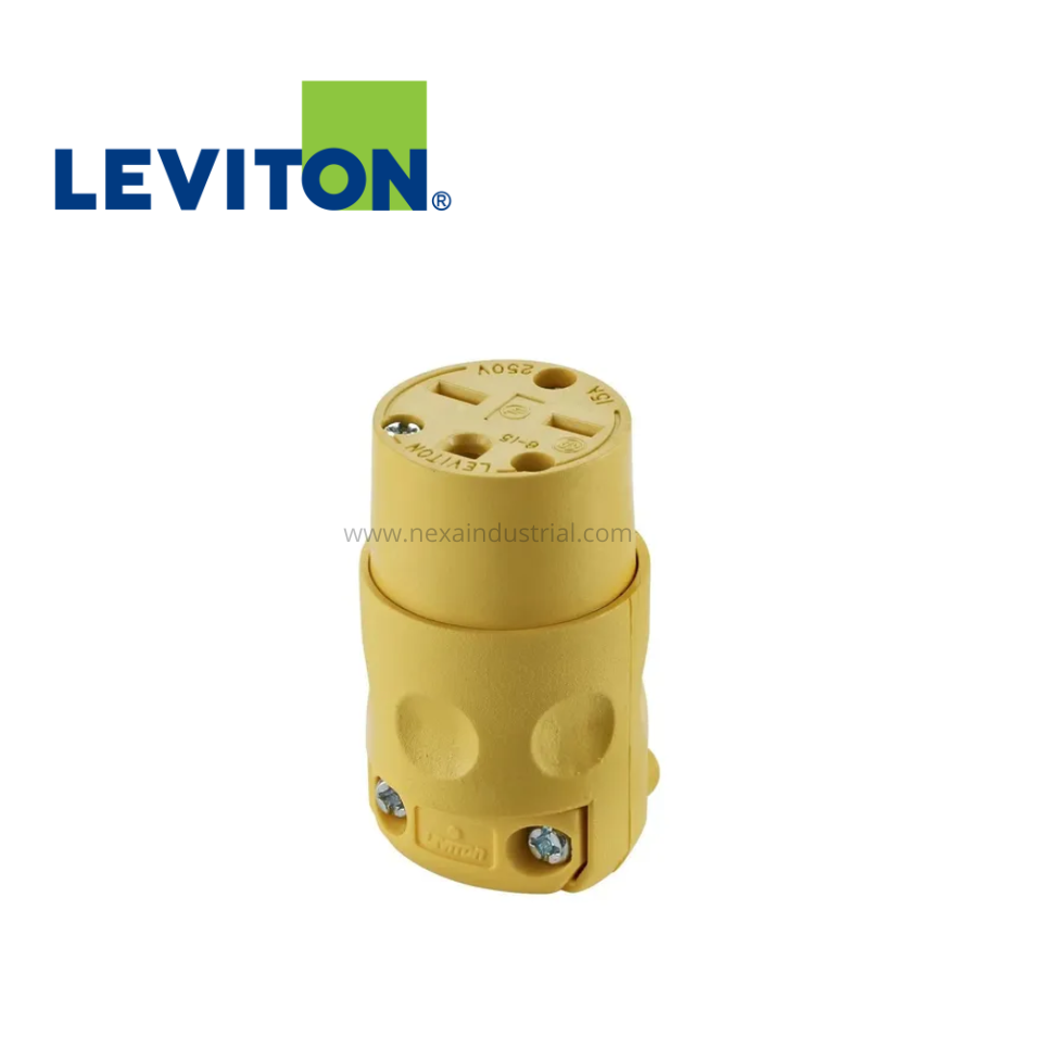 CONECTOR AÉREO PVC AMARILLO 15A 250V L/T M/CHINO – LEVITON