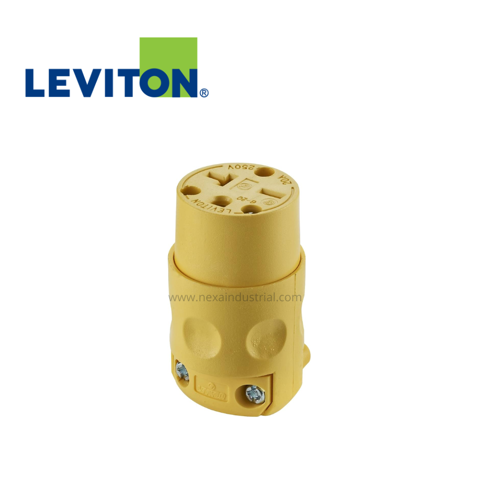 CONECTOR AÉREO PVC AMARILLO 20A 250V L/T TUERTO CHINO – LEVITON