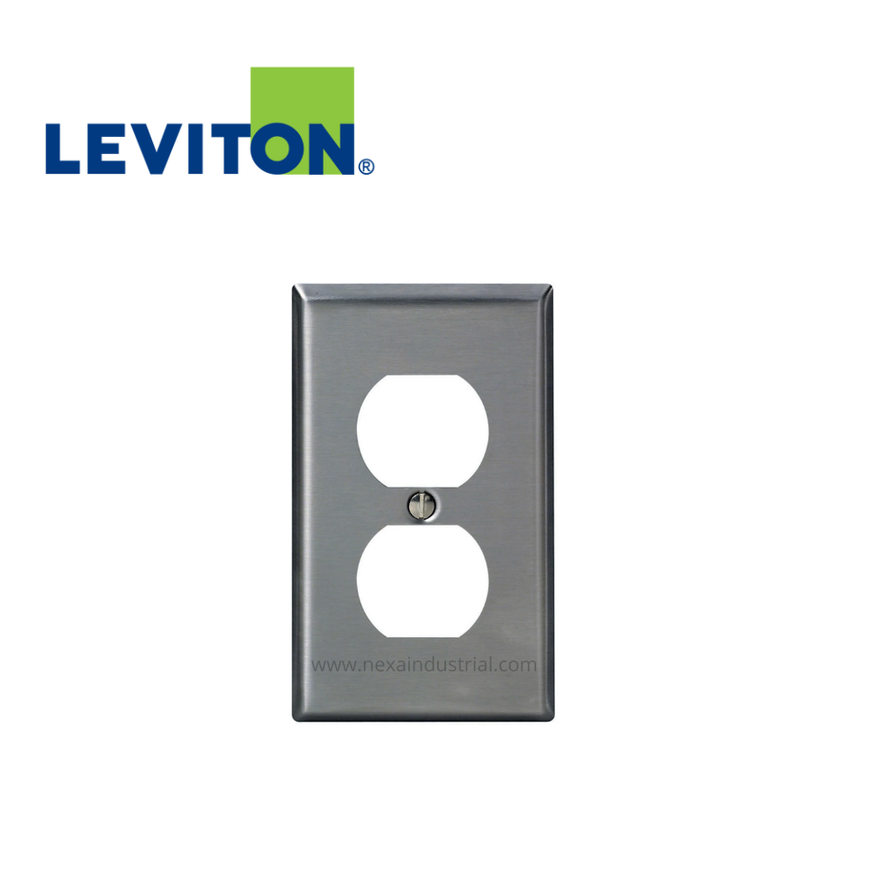 PLACA DOBLE TOMACORRIENTE ACERO INOXIDABLE – LEVITON