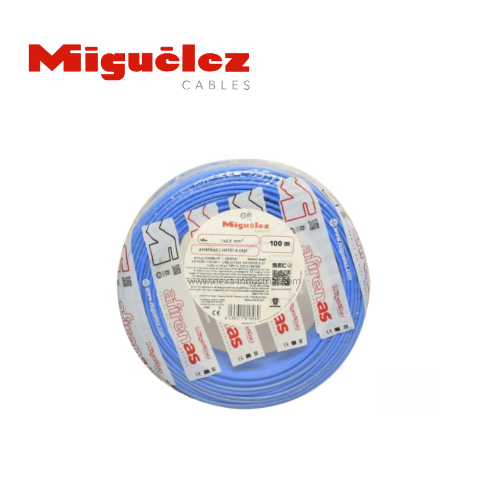 Cable H07Z1-K 16mm2 azul 450/750V libre de halógeno azul x rollo